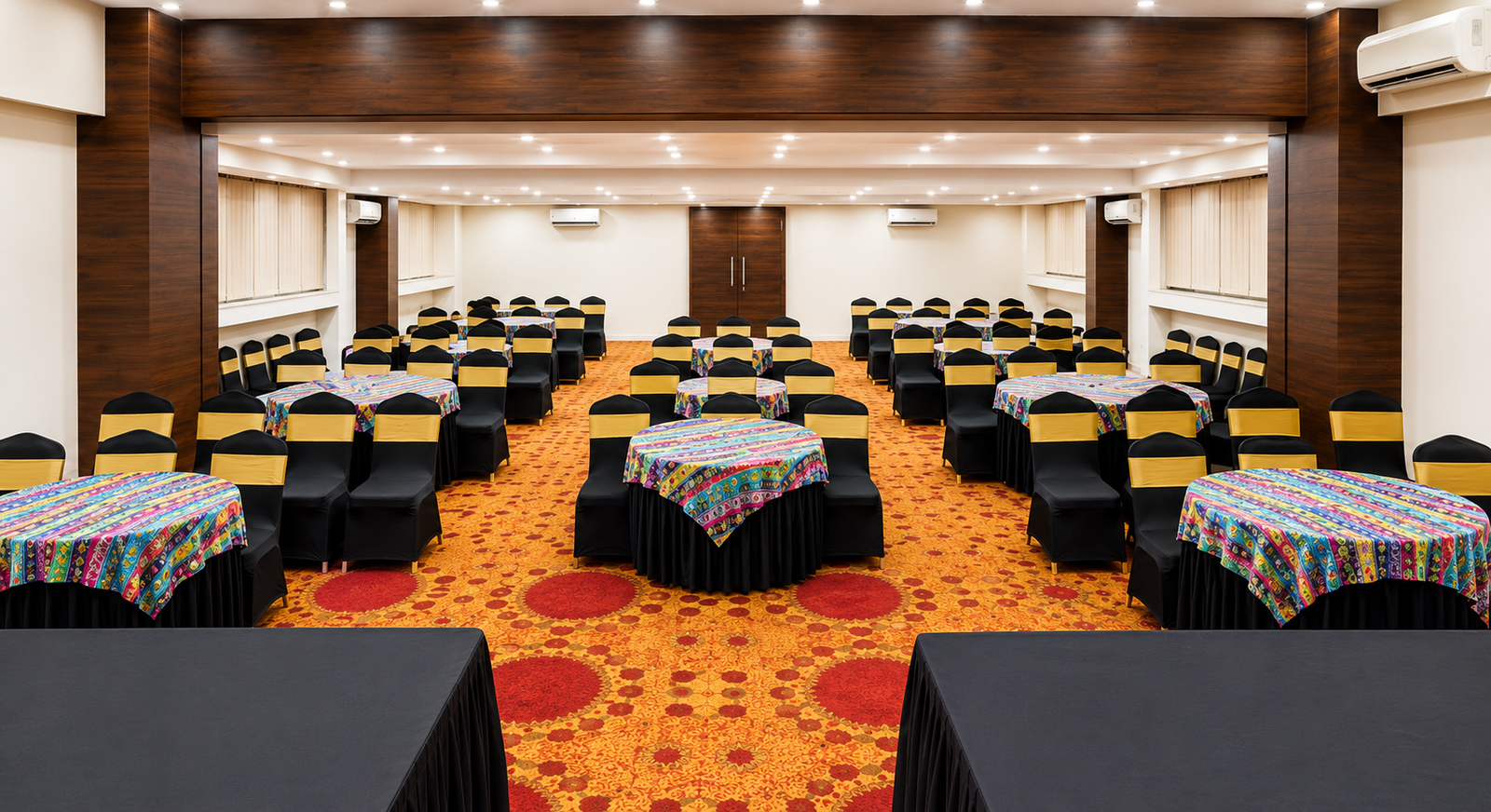 Sai Vijay mid-capacity banquet hall elegantly set up for an event