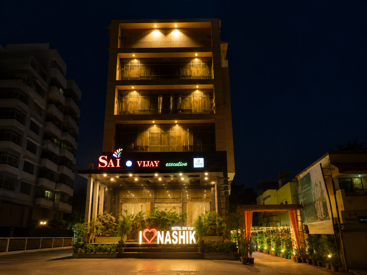 Sai Vijay Hotel Exterior at Night